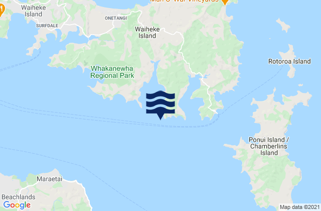 Mappa delle maree di Whites Bay, New Zealand