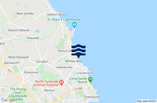 Mappa delle maree di Whitley Bay Beach, United Kingdom
