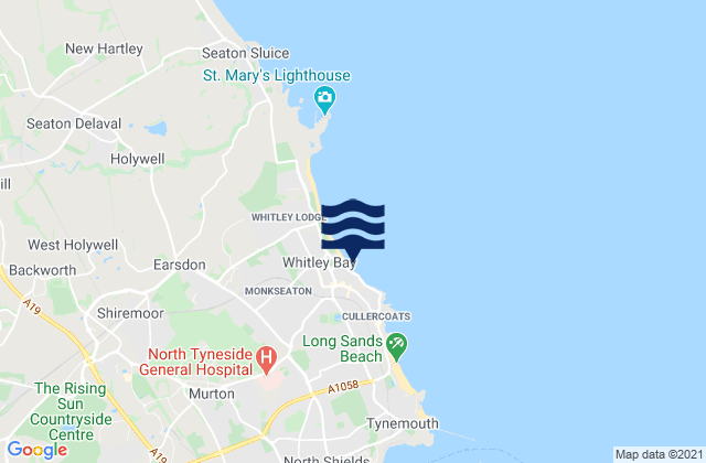 Mappa delle maree di Whitley Bay, United Kingdom
