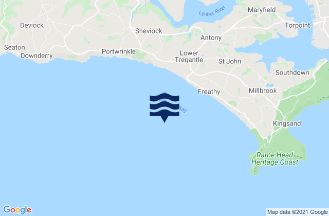 Mappa delle maree di Whitsand Bay, United Kingdom