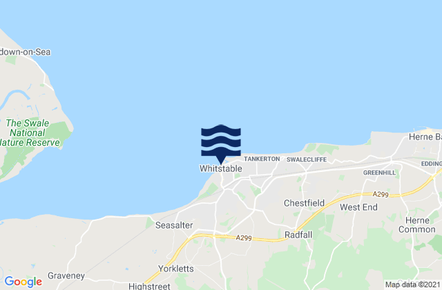 Mappa delle maree di Whitstable, United Kingdom