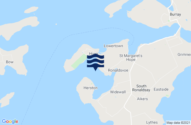 Mappa delle maree di Widewall Bay, United Kingdom