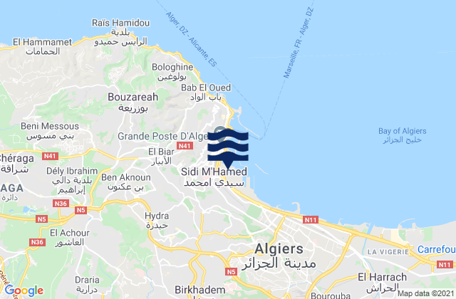 Mappa delle maree di Wilaya d’ Alger, Algeria