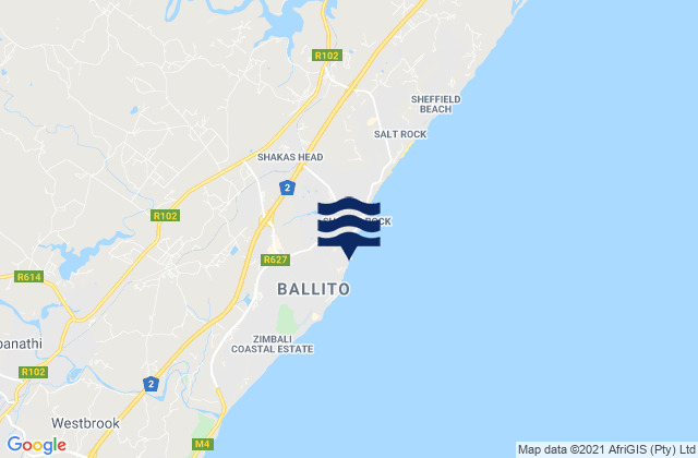 Mappa delle maree di Willard’s Beach, South Africa
