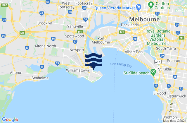 Mappa delle maree di Williamstown, Australia