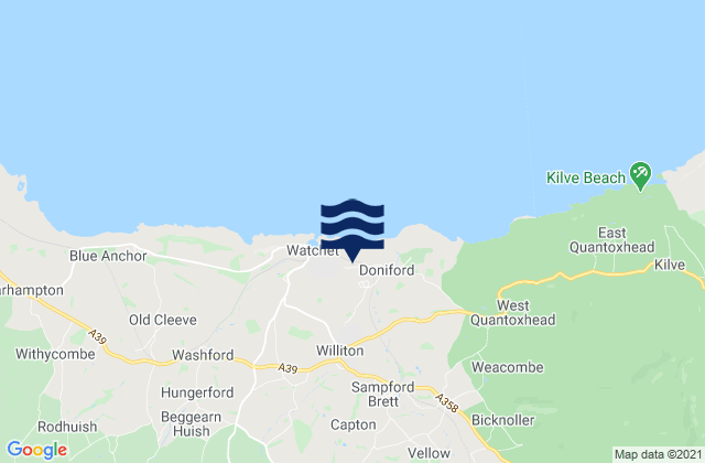 Mappa delle maree di Williton, United Kingdom