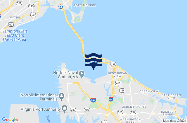 Mappa delle maree di Willoughby Bay, United States