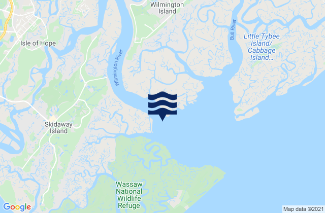 Mappa delle maree di Wilmington River ent. off Cabbage Island, United States