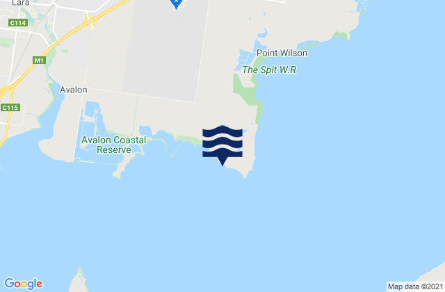 Mappa delle maree di Wilson Spit, Australia