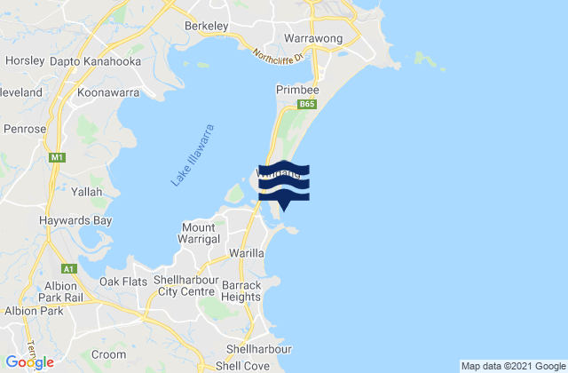 Mappa delle maree di Windang Beach, Australia