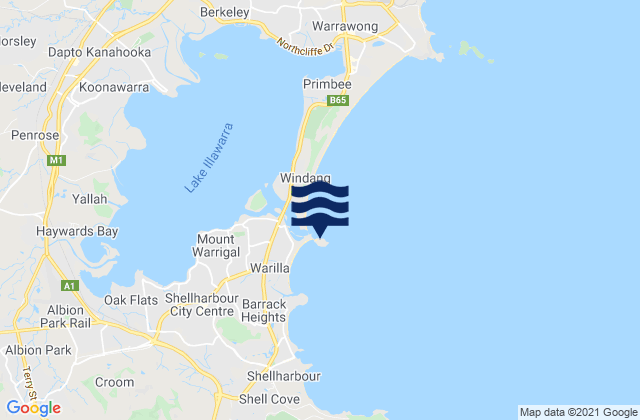 Mappa delle maree di Windang Island, Australia
