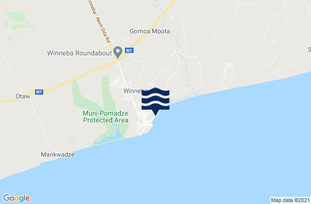Mappa delle maree di Winneba, Ghana