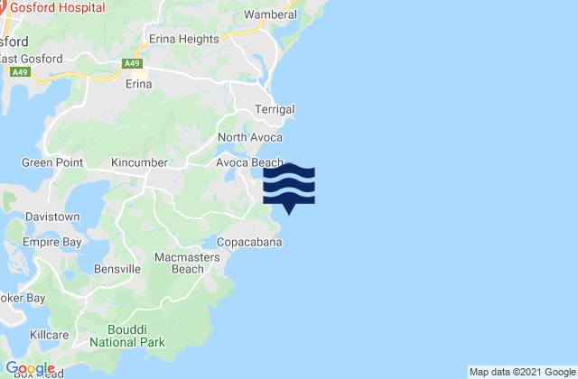 Mappa delle maree di Winney Bay, Australia