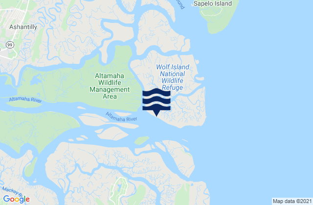 Mappa delle maree di Wolf Island South End, United States