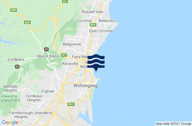Mappa delle maree di Wollongong North Beach, Australia
