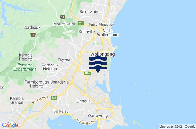 Mappa delle maree di Wollongong South Beach, Australia