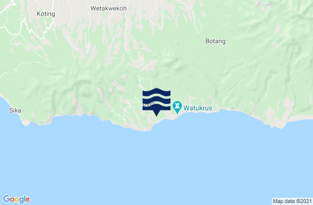 Mappa delle maree di Wolokoli, Indonesia