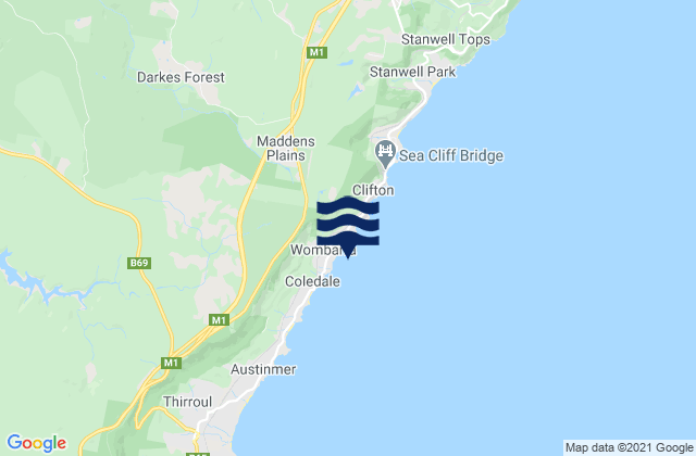 Mappa delle maree di Wombarra, Australia