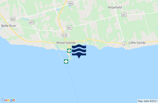 Mappa delle maree di Wood Island, Canada