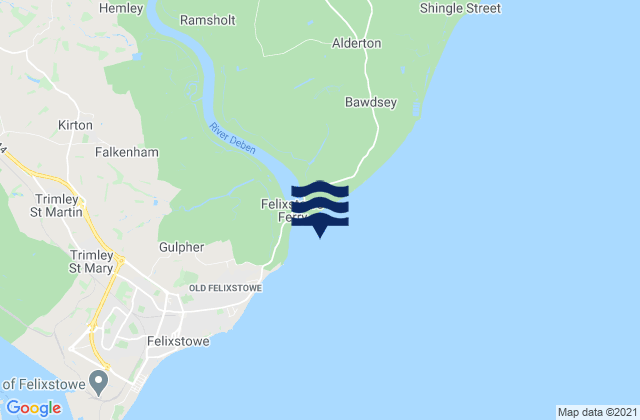 Mappa delle maree di Woodbridge Haven, United Kingdom