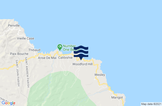 Mappa delle maree di Woodford Hill, Dominica