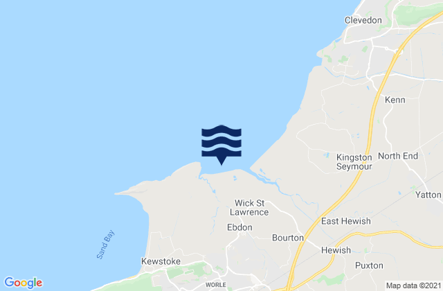 Mappa delle maree di Woodspring Bay, United Kingdom