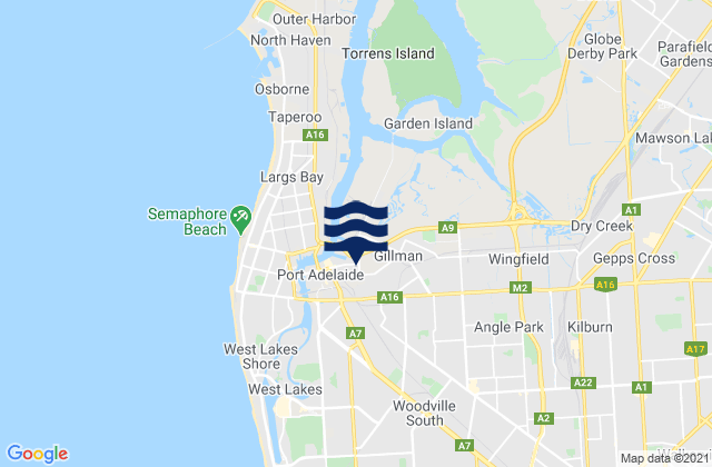 Mappa delle maree di Woodville, Australia