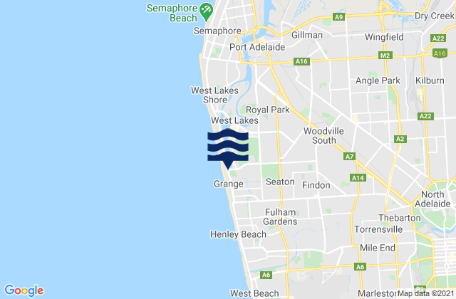 Mappa delle maree di Woodville West, Australia
