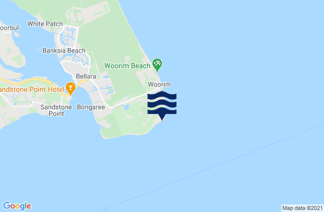 Mappa delle maree di Woody Bay, Australia