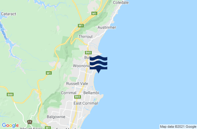 Mappa delle maree di Woonona Beach, Australia