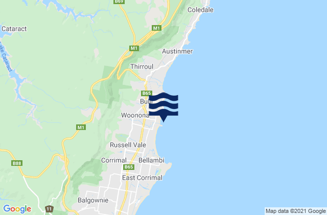 Mappa delle maree di Woonona, Australia
