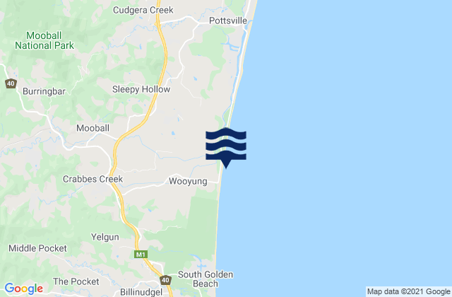 Mappa delle maree di Wooyung Beach, Australia