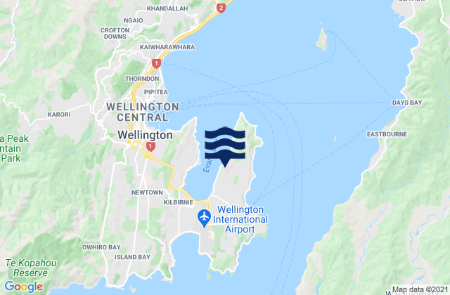Mappa delle maree di Worser Bay, New Zealand