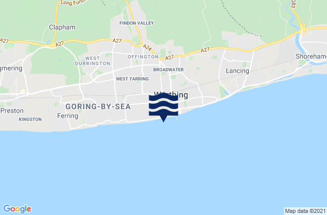 Mappa delle maree di Worthing Beach, United Kingdom