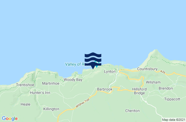 Mappa delle maree di Wringcliff Beach, United Kingdom