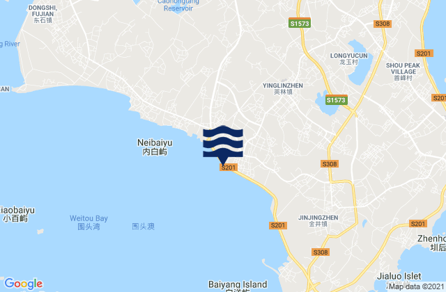 Mappa delle maree di Wubao, China