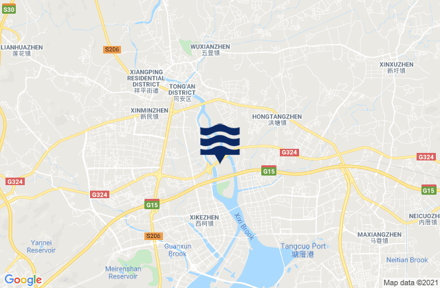 Mappa delle maree di Wuxian, China