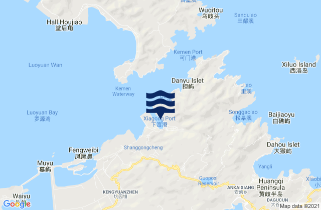 Mappa delle maree di Xiagong, China