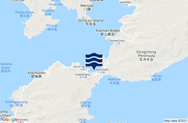 Mappa delle maree di Xiahu, China