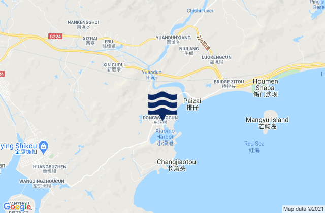 Mappa delle maree di Xiaomo, China