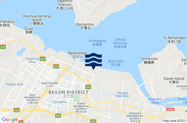 Mappa delle maree di Xiapu, China