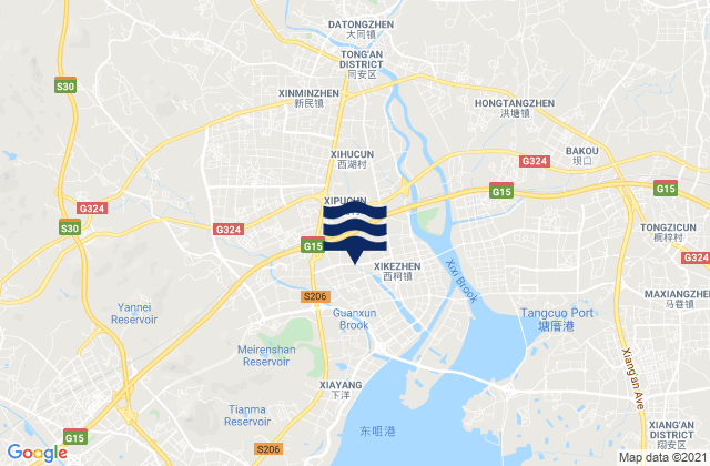 Mappa delle maree di Xike, China