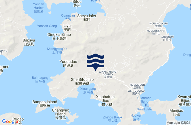 Mappa delle maree di Xinan, China