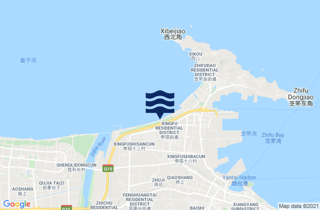 Mappa delle maree di Xinfu, China