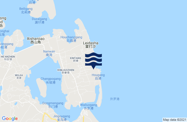 Mappa delle maree di Xinliao, China
