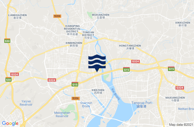 Mappa delle maree di Xinmin, China