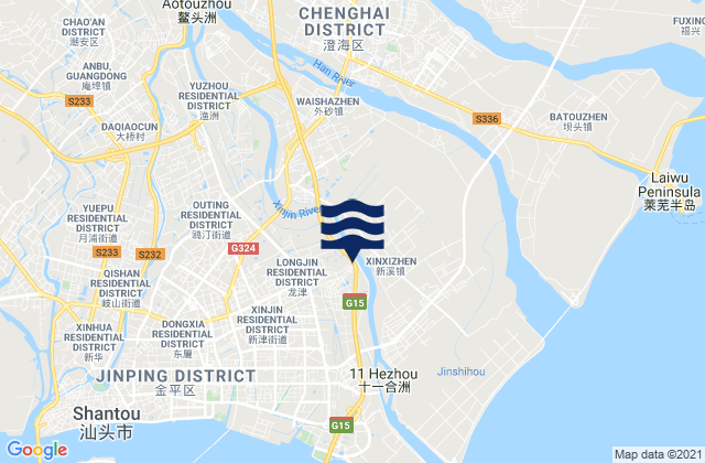 Mappa delle maree di Xinxi, China