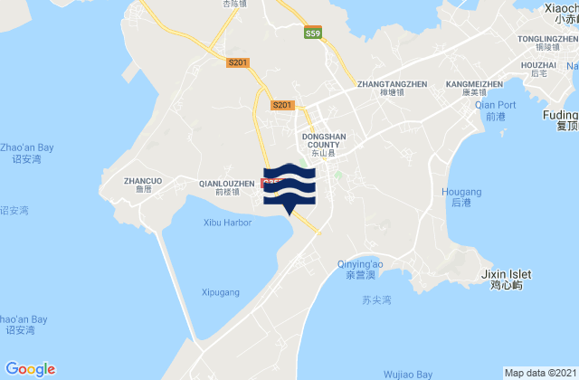 Mappa delle maree di Xipu, China