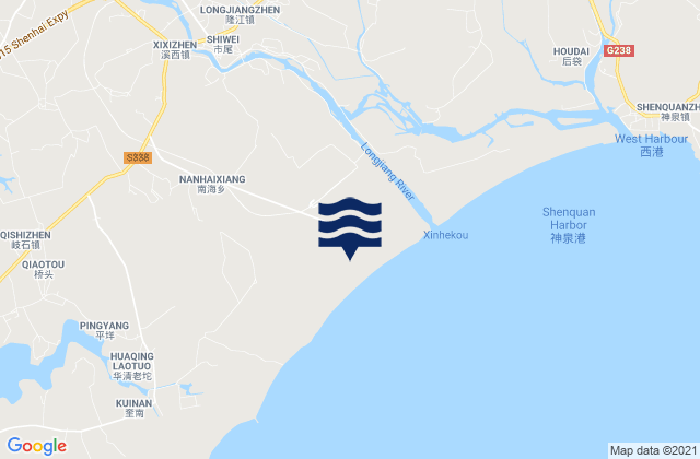 Mappa delle maree di Xixi, China