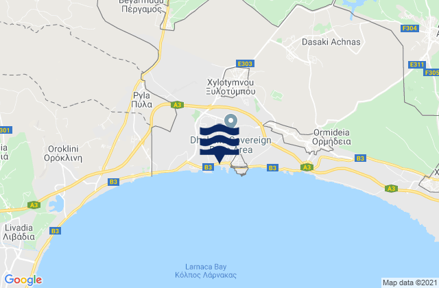 Mappa delle maree di Xylotymbou, Cyprus